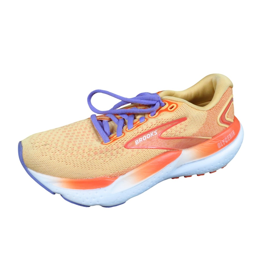 Brooks Glycerin 21 Women Running Shoe 7.5 Road Training Sunburst Orange Purple